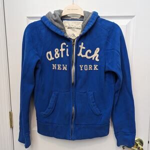 Abercrombie Kids Boys Size XL Hoodie Blue White School Preppy Moose Logo Cotton